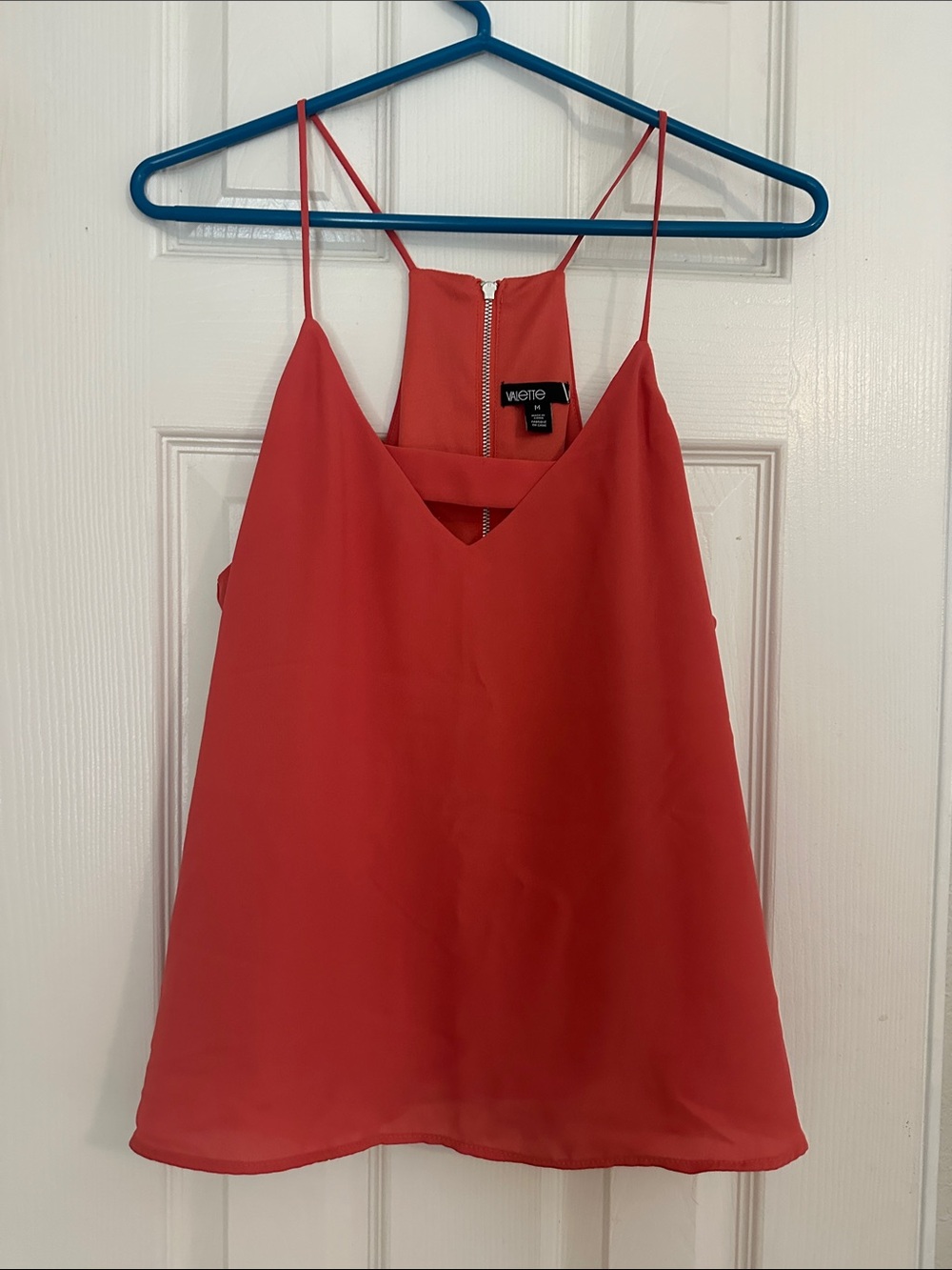 Valette Coral-Red Spaghetti Strap V-Neck Camisole